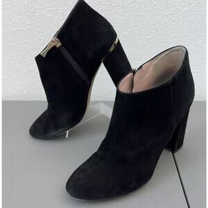 Kate spade Suede Boots Women 8.5 M Black Bock Heel Bootie 3.5" Heel Zip